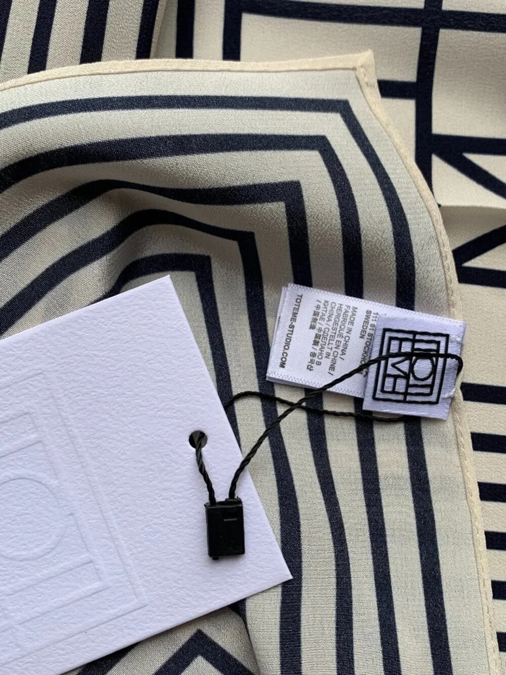 TOTEME Monogram Striped Silk Square Scarf 57x57cm